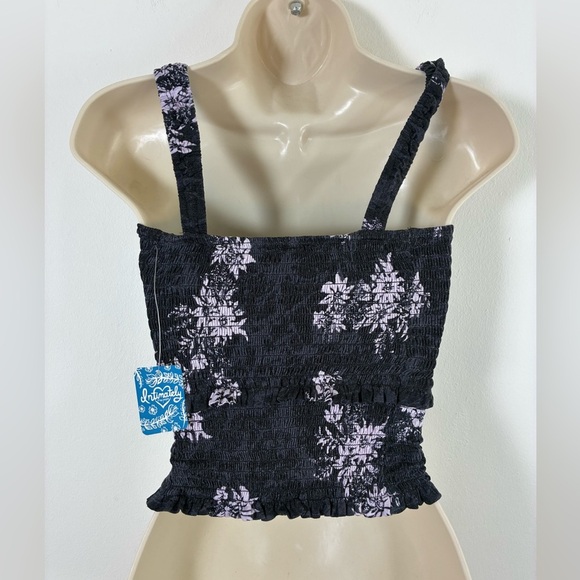 Free People Hannah Smocked Tank Black Combo XS NWT - Picture 4 of 7